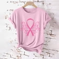 thumbnail image 4 of VKOYWKM Breast Cancer Awareness T Shirts for Women Breast Cancer Pink Ribbon Shirt Inspirational Short Sleeve Tee Tops Awareness Crew Neck Cancer Survivor T-Shirt, 4 of 5