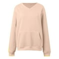 thumbnail image 5 of ZHOUCHANKIDS V Neck Sweatshirt Women Fleece Pocket Cute Sweatshirts No Hood Oversized Comfy Hoodie Y2k Soft Winter Clothes Rose Gold XL, 5 of 5