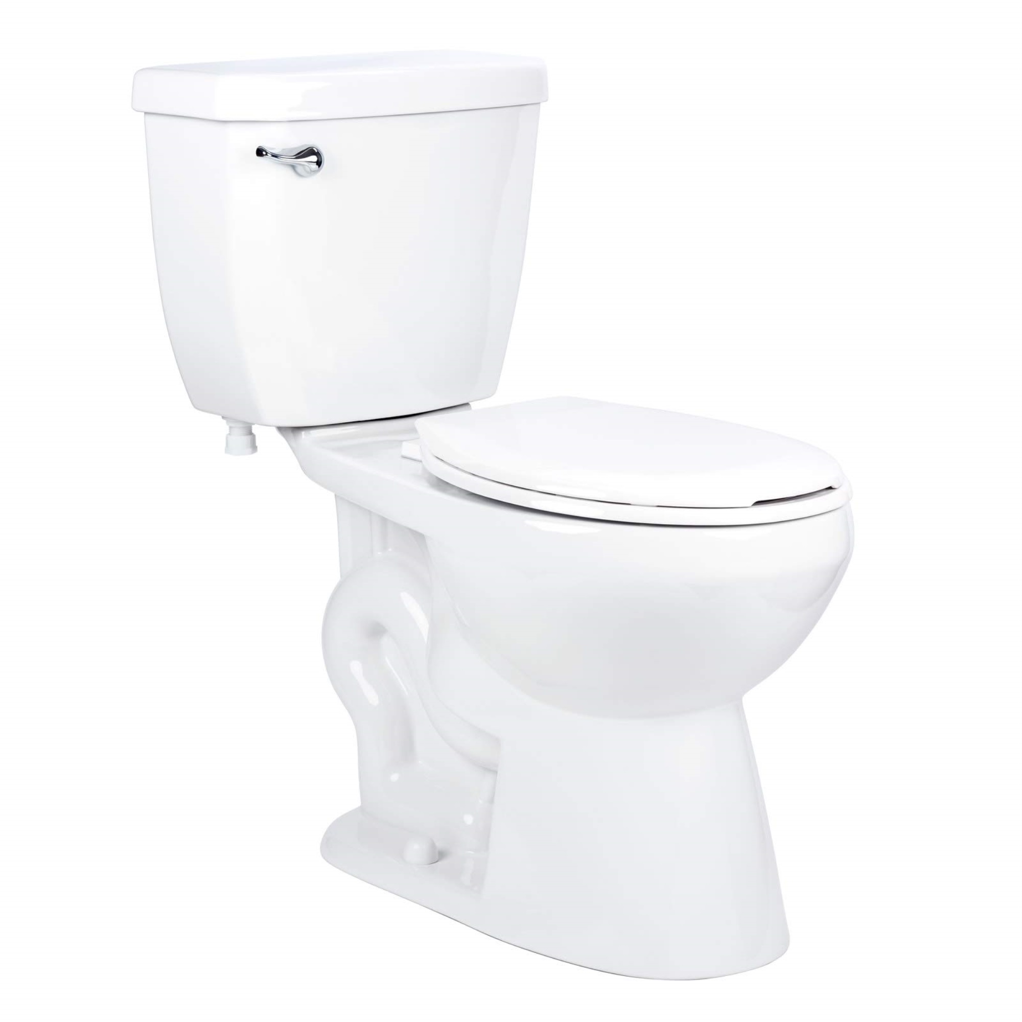 Miseno Two-Piece High Efficiency Toilet With Round Chair Height Bowl, Molded Seat, Trip Lever And Wax Ring (1.28 Gpf) White