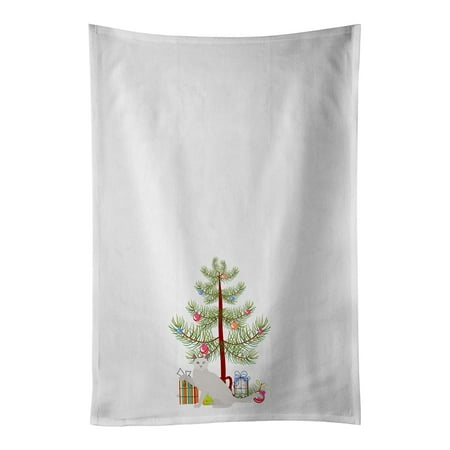 

Khao Manee Cat Merry Christmas White Kitchen Towel Set of 2 19 in x 28 in