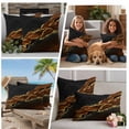 thumbnail image 5 of Brown Marble Outdoor Waterproof Pillow Covers, Gold Abstract Vintage Modern Ombre Art Decorative Square Throw Pillowcase Sofa Cushion Sham for Patio/Couch/Chair, 24"x24" 2 Pack, 5 of 8
