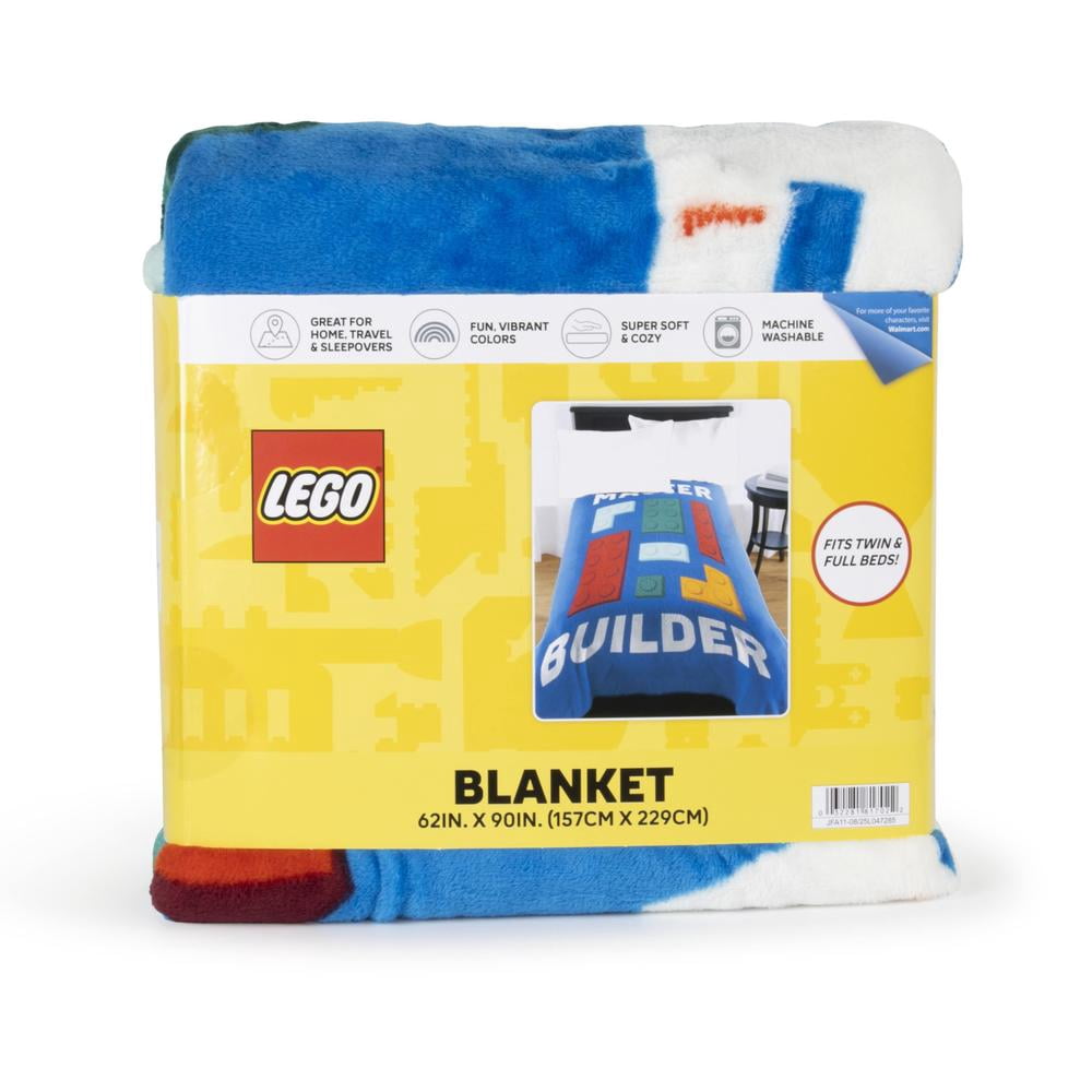 LEGO® Master Builder Kids Blue Silk Touch Throw Blanket 62" x 90" Ultra-Soft and Cozy