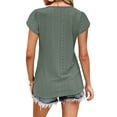 thumbnail image 3 of Verano de las mujeres con cuello en V Camiseta de manga corta de encaje Moda Beach Tops Streetwear, 3 of 5