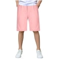 thumbnail image 5 of SGFCWSX Boys Casual Shorts Solid Color Linen Blend with Pockets Elastic Waist Summer Everyday Shorts for Kids Pink Size 4-5 Years, 5 of 8