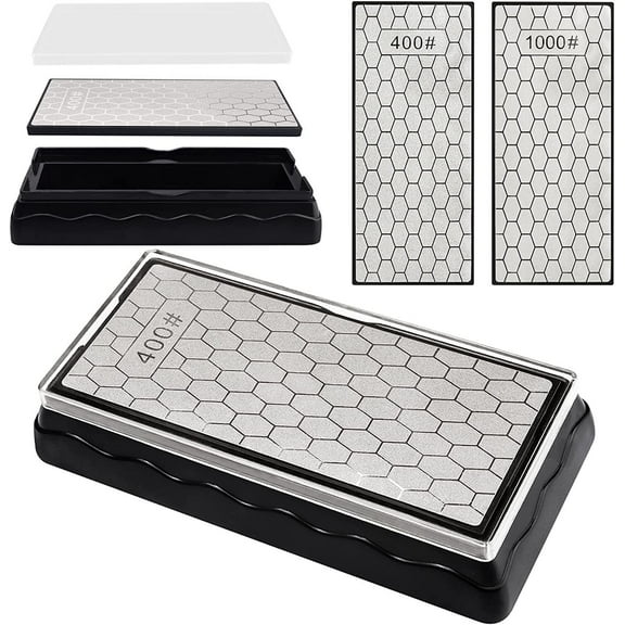 USHOBE Round Double Sided Sharpening Stone Diamond Silver Home Users Kitchen Use 1Pack