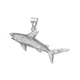 thumbnail image 2 of Rhodium Plated 925 Sterling Silver Jaws Open Shark Pendant, 2 of 5