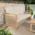 thumbnail image 2 of Gable 3-Seat Mid-Century Modern Roped Acacia Wood Outdoor Sofa with Cushions, Beige/Light Teak, 2 of 9