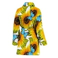 thumbnail image 2 of Gifts For Butterflies Lovers. Blue Butterfly Sunflower Pattern Women Bathrobe One Size Univeral Fits, Butterfly Fashion Lightweight Plush Fleece Long Robe For Women, 2 of 3