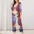 thumbnail image 2 of KLL Heart Sky Bird Couple Print Women's Long Sleeve Pajamas with Pants Sleepwear Loungewear 2 Set-Small, 2 of 7