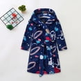 thumbnail image 2 of NOLDARES Girls Boys Fleece Hooded Robes, Warm Printed Bath Robe for Kids Soft Fuzzy Bathrobe for Gifts,Navy,3-4 Y, 2 of 6