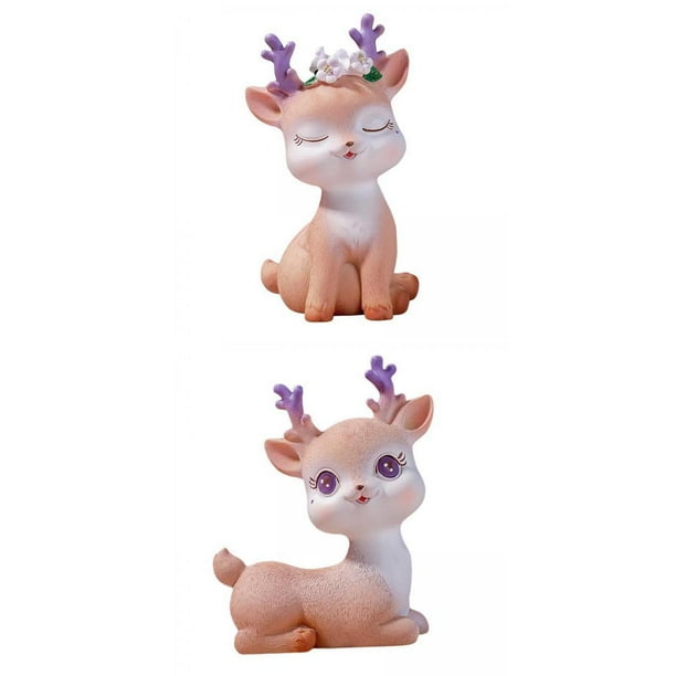 mini resin deer figurine,miniatures mini resin deer figurine outdoor,animal figures fairy garden accessories supplies,miniature toys forest fairy garden ,deer figurines set village Baoblaze none