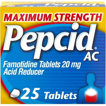 Pepcid AC Maximum Strength with 20 mg Famotidine for All-Day Heartburn Prevention & Relief, 25 ct.