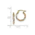 thumbnail image 2 of 10k Tri-color Polished 2.5mm Twisted Hoop Earrings in 14k Yellow, White, and Rose Gold Tri-Color, 2 of 2