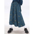 thumbnail image 6 of Women'S A-Line Fairy Patterned Elastic Waist Ruffle Layered Midi Skirt Cyan XXL, 6 of 9
