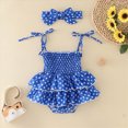 thumbnail image 2 of Xudanell My First 4th Fourth of July Baby Girl Outfits Newborn star printed tutu Dress Romper and Headbands Outfit Blue 3-6 Months, 2 of 6