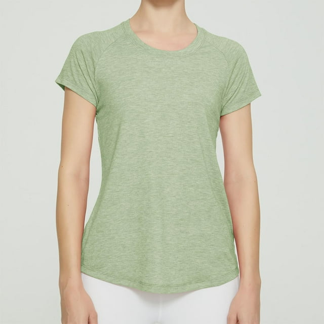 AherBiu T-Shirts d'Entraînement pour Femmes à Col Rond, Séchage Rapide, T-Shirts Confortables d'Été pour le Gym, Course Athlétique