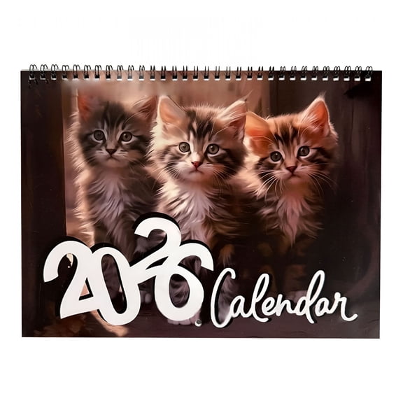 CCOCC 2026 Calendars Wall Cat Wall Calendar 11 X 8 Inch Closed 16 Inch Open Spiral-Bound Monthly Hanging Calendar Kitchen Office