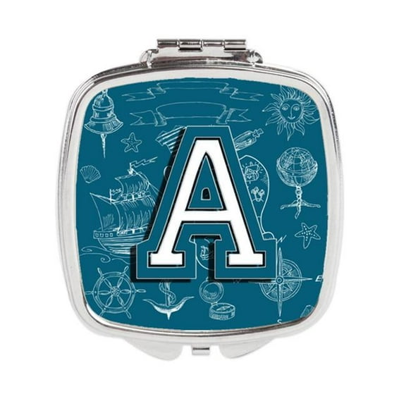 Carolines Treasures  Letter a Sea Doodles Initial Alphabet Compact Mirror