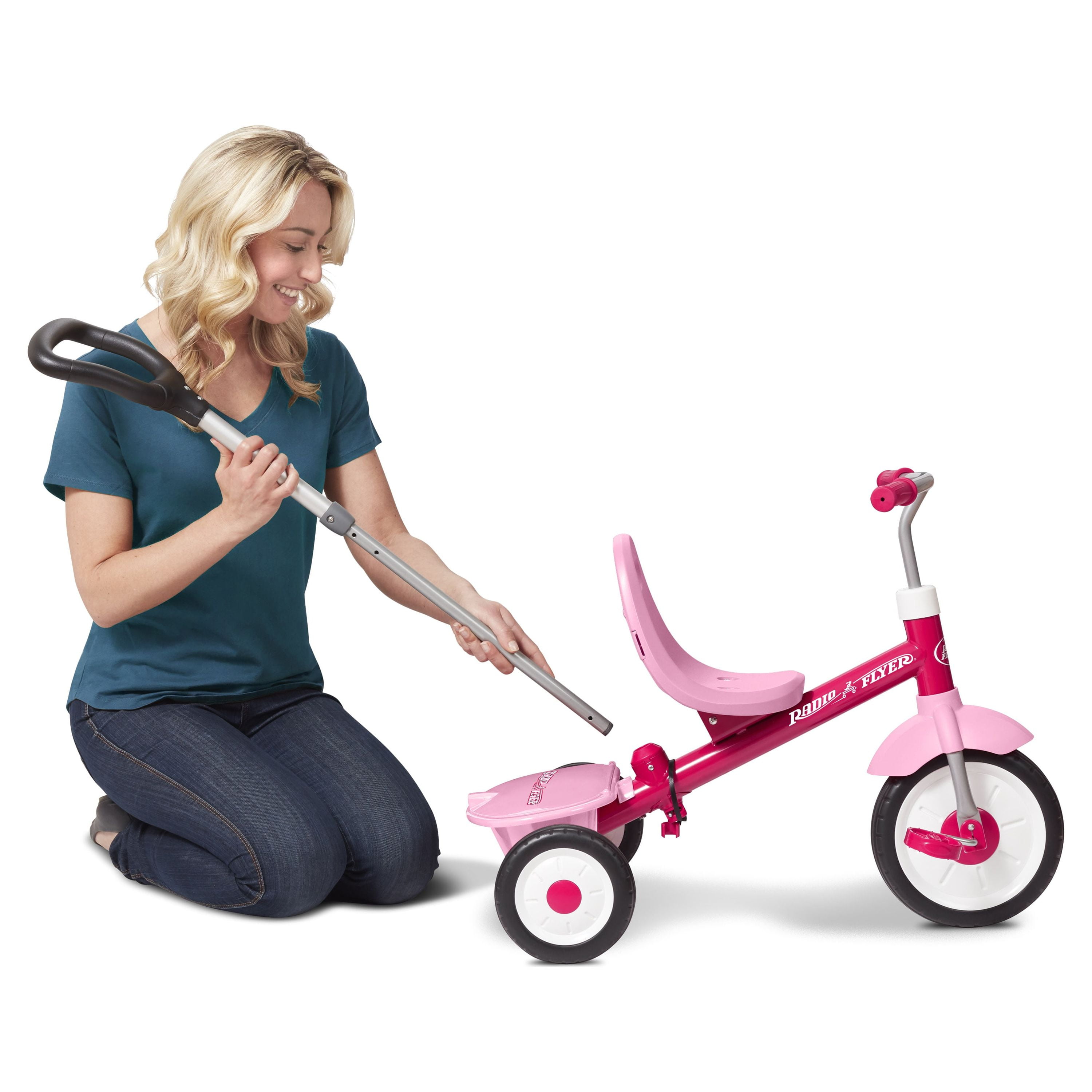 Radio Flyer, 3-in-1 Stroll 'N Trike, 3 Stages Grows with Child, Pink Tricycle