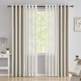 thumbnail image 4 of Flowpartex Mix Matach Grommet Full Blackout Window Curtains for Bedroom Lace Leaf Sheer Panels For Living Room, Beige & White, Window Treatment Set of 4,52" W x 84" L, 4 of 9