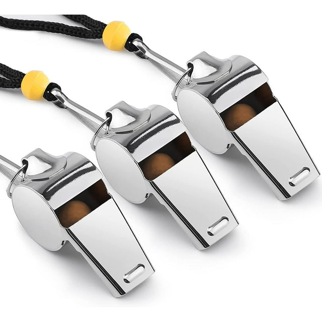 3 silbatos para entrenadores, silbato deportivo de metal con cordón, silbatos de sonido fuerte y nítido para árbitros, entrenadores, profesores, policías, entrenamiento, deportes al aire libre