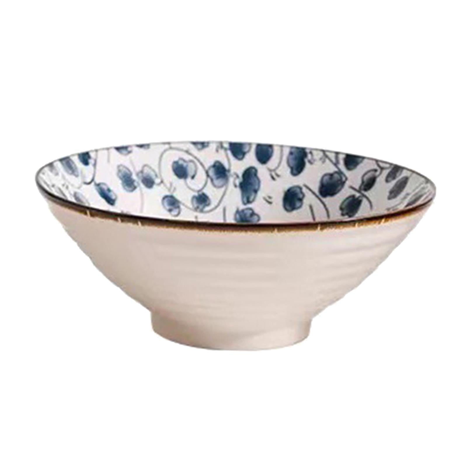 Japanese Style Blue Ceramic Tableware Creative Ramen Bowl Large Soup Bowl Fruit Salad Bowl Size : S 