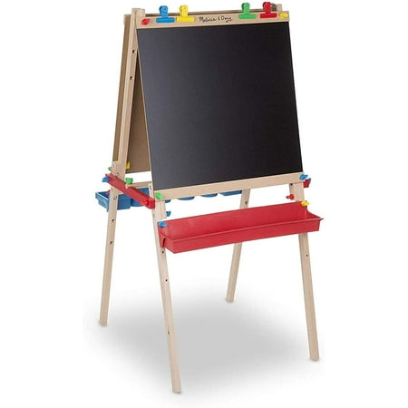 Melissa & Doug Deluxe Standing Art Easel - Dry-Erase Board Chalkboard Paper Roller