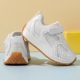 thumbnail image 5 of pwidon Toddler Velcro Sneakers Breathable Non Slip Gum Sole Casual Walking School Shoes for Boys Girls White 26, 5 of 7