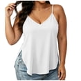 thumbnail image 3 of ClodeEU Women's V Neck Flowy Cami Top, Loose Fit Spaghetti Strap Tank White,Women's Plus XXL, 3 of 8