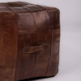 thumbnail image 3 of Square Shaped Buffalo Leather Handmade Eco-Friendly Brown Pouf - Square Shape Pouf,14"x14"x14", Plain Solid Pouf, Buffalo Leather Pouf, Recycled Foam with Fibre Fill Stuffed Pouf, Leather Seating Pouf, 3 of 7