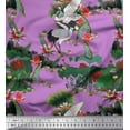 thumbnail image 1 of Soimoi Rayon Fabric Sandhill Crane,Leaves & Lotus Floral Print Sewing Fabric Yard 56 Inch Wide, 1 of 1