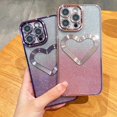 thumbnail image 5 of Compatible with iPhone 15 Pro Max Bling Case Shiny Love Heart Glitter Diamond Full Camera Lens Protection Electroplated Edge Bumper Luxury Fashion Shockproof Cover for Women Girls, 5 of 9