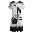 thumbnail image 4 of Music Note Dress Summer Street Style Dresses Female Short Sleeve Printed Sundress, 4 of 7