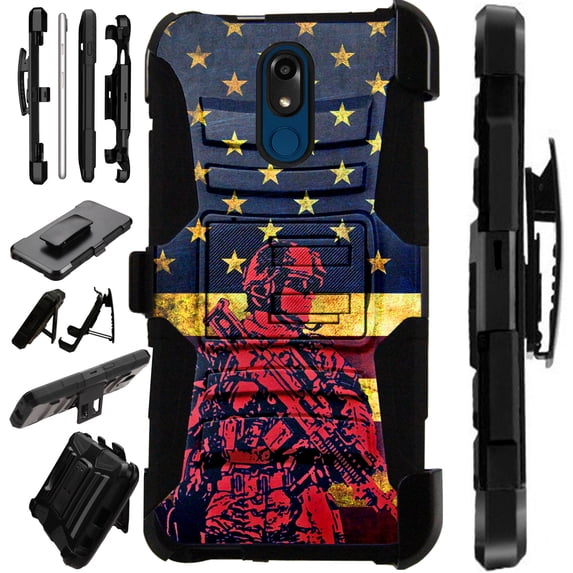 Compatible LG Stylo 5 | LG Stylo 5 Plus Case Armor Hybrid Phone Cover LuxGuard Holster (US Soldier Flag)
