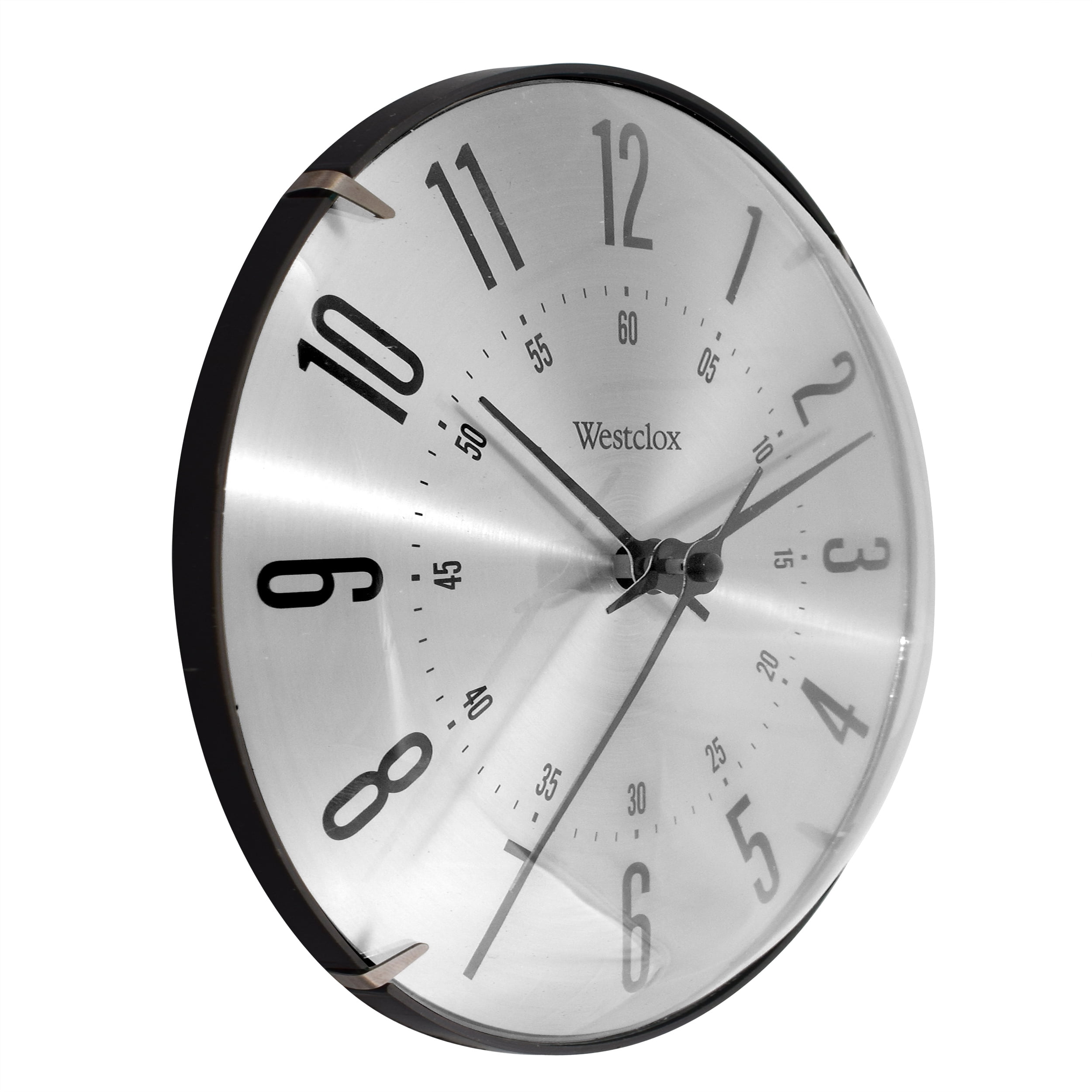 10" Silver Aluminium Dial Analog QA Wall Clock with Dome Glass Lens and Modern Silver Finish