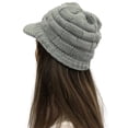 thumbnail image 2 of Women Casual Solid Stitching Outdoor Plush Hats Crochet Knit Beanie Cap, 2 of 3