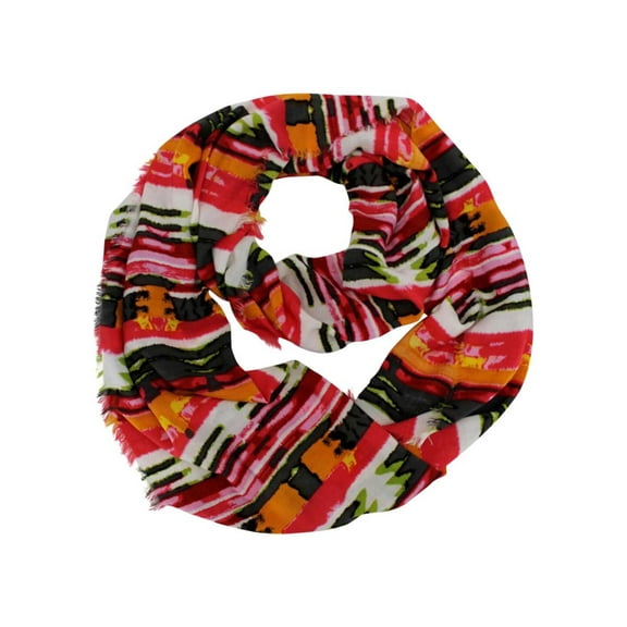Orange Multicolor Print Infinity Scarf