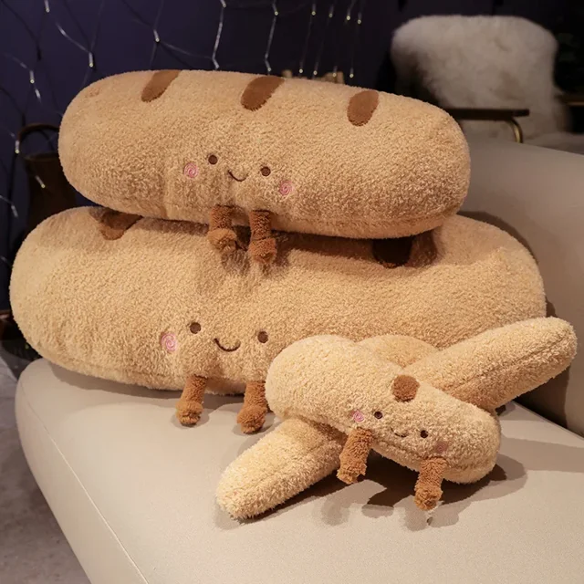 Almohada de peluche de pan de la vida Real, juguetes de peluche de Baguette francés, accesorios de fiesta de comida, cojín de decoración, regalo de cumpleaños para dormir202