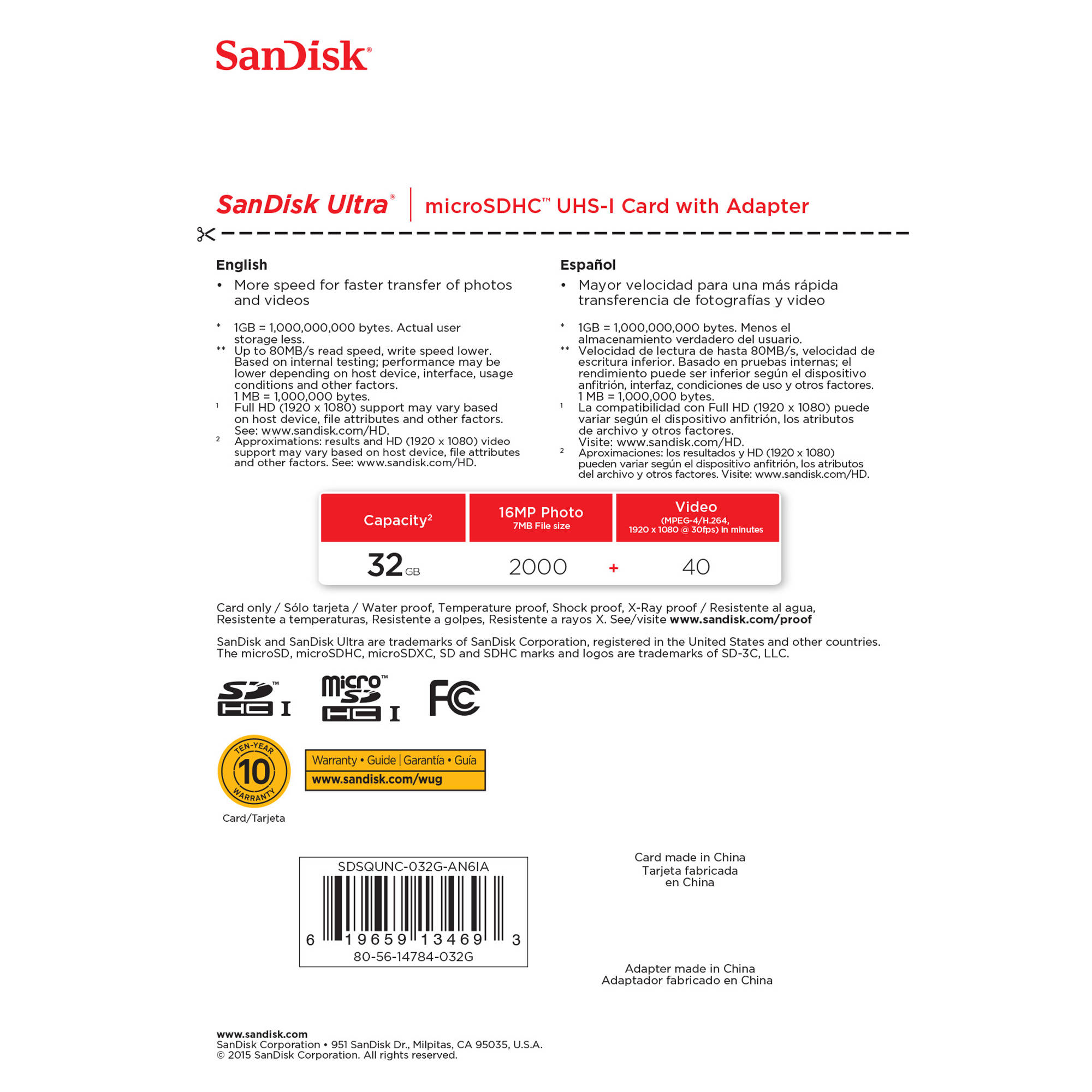 SanDisk Imaging microSDHC 32GB UHS-I Memory Card photo 2