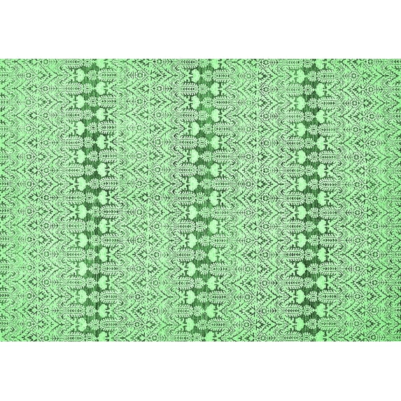 Ahgly Company Indoor Rectangle Abstract Emerald Green Modern Area Rugs, 7' x 9'