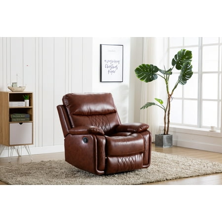 Ottomanson Soft Faux Leather Recliner Manual Single Sofa Home Theater Chair