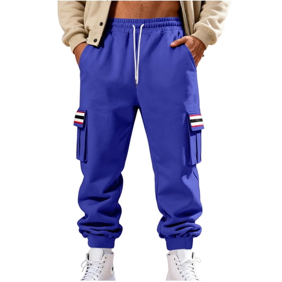 Men's Fleece Lined Joggers Heavyweight Baggy Stretch Plus Size Cargo Sweatpants Cinch Bottom Hiking Outdoor Pant