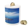 thumbnail image 3 of Sea Animals Piggy Bank, Dolphins Jumping in Clear Sea and Fluffy Clouds in Sky Marine Life Photograph, Ceramic Coin Bank Money Box for Cash Saving, 3.6" X 3.2", Blue White, by Ambesonne, 3 of 4