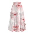thumbnail image 3 of WTOBBY Women's Floral Print Flowy Flared Skirt with Ruffle Hem, A-Line Elastic Waist Elegant Tiered Layered Bohemian Long Skirt for Casual Summer and Beach Events,Purple Pink M, 3 of 4