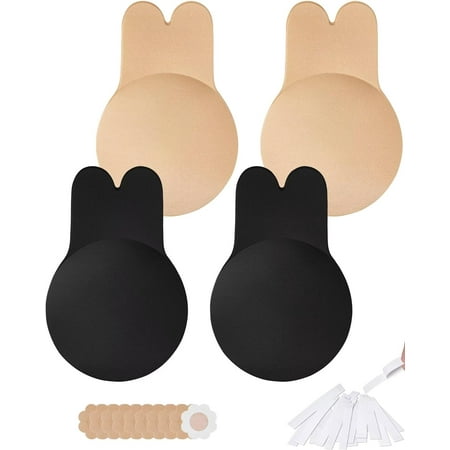 Sticky Bra Adhesive Bra 2 Pairs Push Up Strapless Backless Bra for Women Invisible Silicone Bras with Pasties
