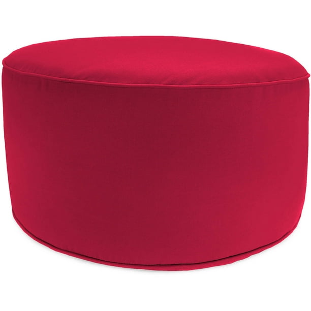 Jordan Manufacturing 24 Solid Pompei Red Outdoor Round Pouf Ottoman Com Jordan Manufacturing 24 Solid Pompei, Round Red Ottoman