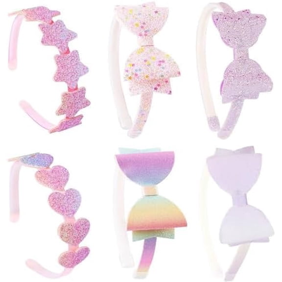 6 count Girls Headbands Sweet Girl Hair Accessories Glitter Bow/Flower/ Hairband Cute  band for Girls/