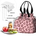 thumbnail image 4 of Brown and Pink Leopard Print Drawstring Insulated Lunch Bag for Women, Stain-Resistant Large Lunch Tote with Multi-Pockets for Work Office, 4 of 6