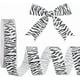 thumbnail image 1 of Cinta de 100 yardas con estampado de cebra, 1-5/8 pulgadas, blanca con detalles en negro, cinta de grosgrain para manualidades, cinta tejida, 1 of 5