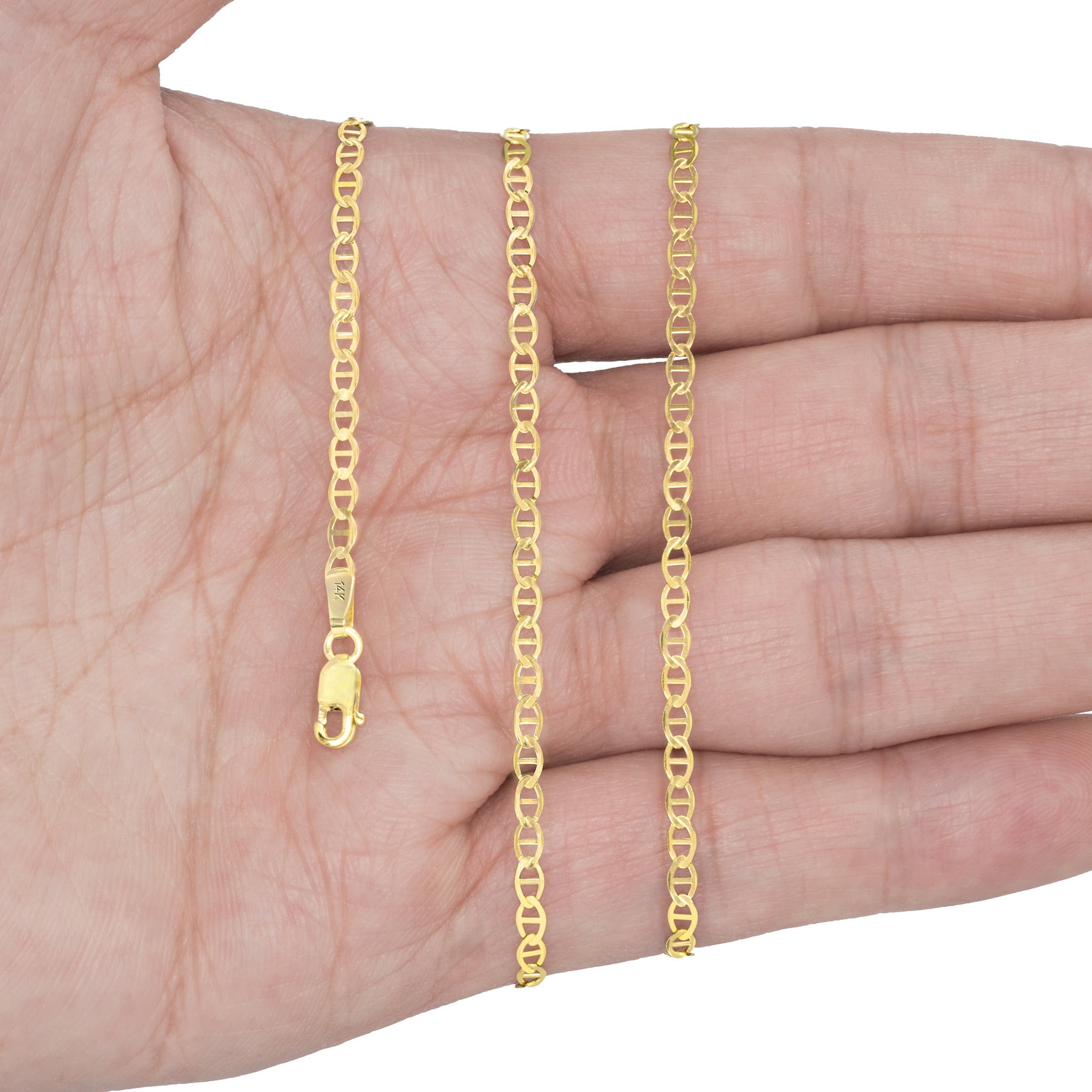 Nuragold 14k Real Yellow Gold Solid Mariner 2.5mm Chain Anchor Link Necklace (16"-24") Italian Jewelry for Men & Women